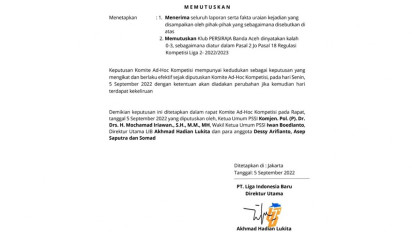 PSMS Dinyatakan Menang WO dari Persiraja Pasca Insiden Lampu Padam