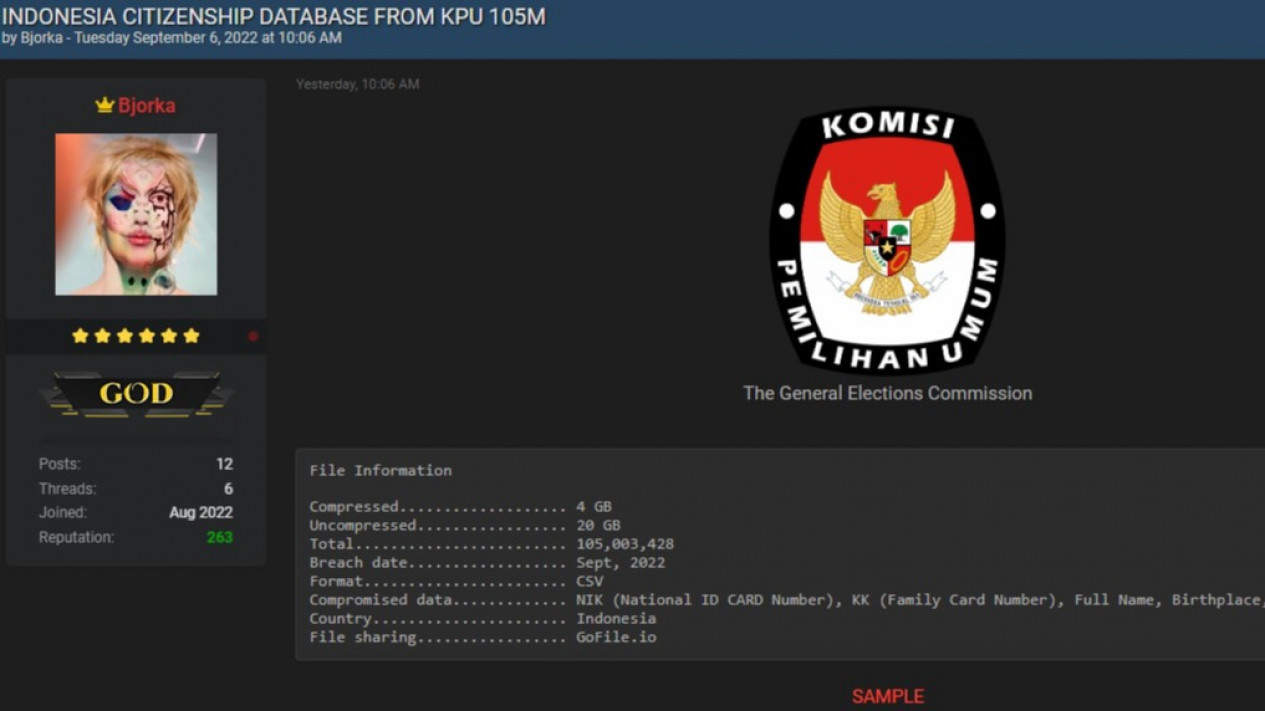 105 Juta Data Pemilih KPU Diduga Bocor, Sedang Ditawarkan ke Peminat di Forum Online
            - galeri foto