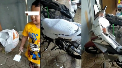 Viral Bocah Berkarya Mengecat Sebuah Sepeda Motor, Respon Sang Bunda Jadi Sorotan