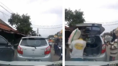 Viral Ulah Emak-emak Parkir Mobil di Tengah Jalan untuk Beli Beras Sebabkan Kemacetan, Netizen: Ras Terkuat di Bumi!
