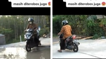 Viral Video Seorang Pengendara Motor Dengan Santai Melintasi Jembatan yang Sedang Diperbaiki, Netizen: Miris Lihatnya