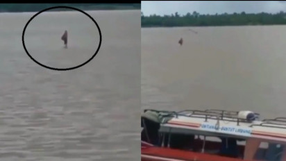 Viral Terekam Penampakan Seorang Pria Berjalan di Atas Air, Tuai Sorotan Netizen