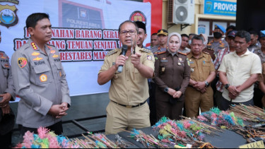 940 Berbagai Jenis Sajam Milik Batalyon 120 Dimusnahkan Forkopimda