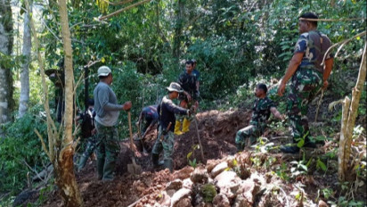 Penuhi Kebutuhan Air Bersih Masyarakat di Desa Lamuntet, Kodim 1628/SB Bangun Pompa Hidram