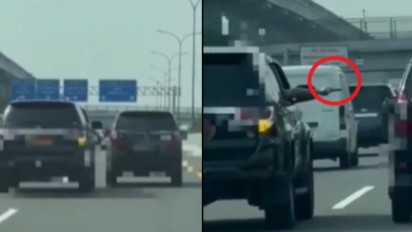 Viral Aksi Koboi Pengendara Mobil Dinas Todongkan Pistol Saat Kebut-kebutan di Tol Jagorawi