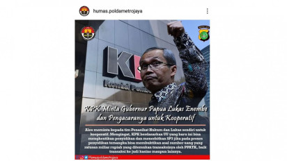 Akun Instagram Humas Polda Metro Jaya Unggah Kasus Tikipor yang Diduga Libatkan Lukas Enembe, Pengamat Kepolisian: Fokus Persoalan Institusinya, Enggak Perlu Ikut Tangani KPK