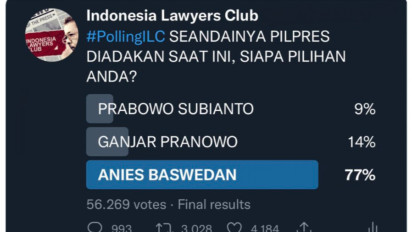 Indonesia Lawyer Club (ILC) Gelar Voting Seandainya Pilpres Digelar Hari ini, Hasilnya Anies Baswedan Unggul