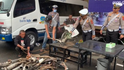 Ratusan Knalpot Bising Dimusnahkan Polres Tasikmalaya Kota