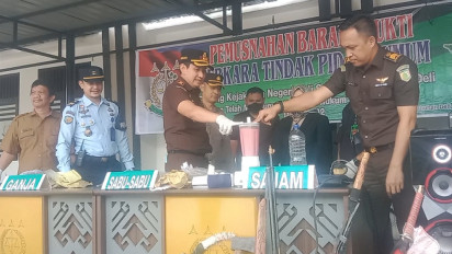 Cabjari Deli Serdang Lakukan Pemusnahan Barang Bukti Sabu-sabu  