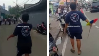 Viral! Hanya Bermodalkan Sapu Ijuk, Seorang Emak-emak Bubarkan Kerumunan Pelajar SMP yang Diduga Hendak Tawuran di Tebet