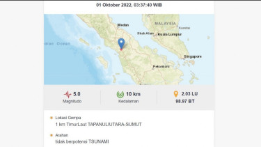 Telah Terjadi Lebih dari 30 Kali Gempa Susulan Pascagempa Magnitudo 5.8 di Tapanuli Utara