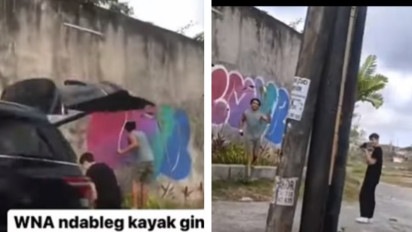 Viral! Turis Asing di Bali Kembali Berulah, Dua Orang WNA Tertangkap Kamera Sedang Lakukan Aksi Vandalisme di Ungasan