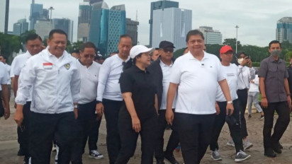 Safari Politik, Puan dan Airlangga Bertemu Sambil Jalan Sehat