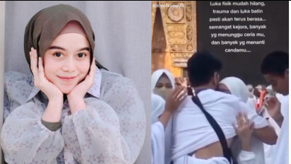 Sedih! di Depan Ka´bah, Lesti Kejora Nangis Sesenggukan di Pelukan Sang Ayah, Netizen: Semoga Lesti Mendapat Keadilan