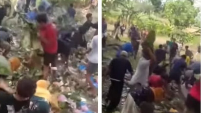 Viral Video Warga Menggelar Selamatan Hasil Panen dengan Saling Lempar-lemparan Makanan, Menuai Pro dan Kontra dari Netizen