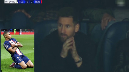 Reaksi Datar Messi dan Presiden PSG Lihat Gol Penalti Mbappe ke Gawang Benfica
