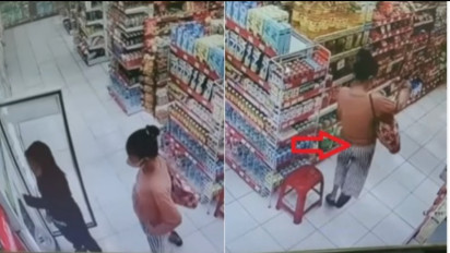 Viral Terekam Aksi Nekat Seorang Wanita Mencuri di Minimarket