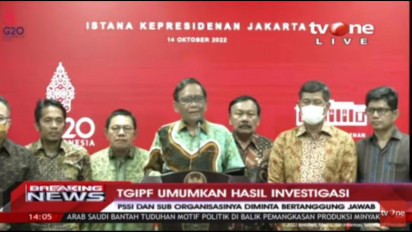 Hasil Temuan TGIPF, Mahfud MD Tegas Minta Polri Segera Selidiki Suporter Provokasi