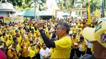 Jalan Sehat HUT Golkar Ke 58 di Makassar Meriah, Golkar Optimis Jadi Partai Pemenang Pemilu