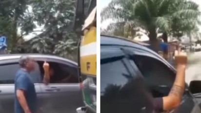 Viral! Terlibat Keributan karena Bersenggolan di Jalan, Pengendara Mobil Malah Tantang Warga dan Acungkan Jari Tengah