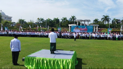 Ribuan Laskar Santri Jawa Timur Gelar Upacara Hari Santri Nasional di Monumen Tugu Pahlawan