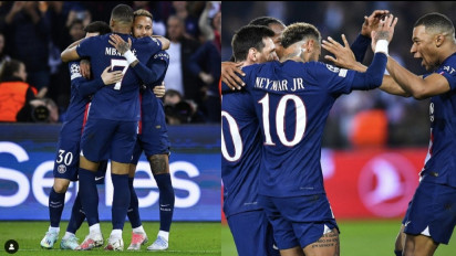 Trio Messi-Mbappe-Neymar Arisan Gol,  PSG Terbang ke Langit ke-7 di Liga Champions