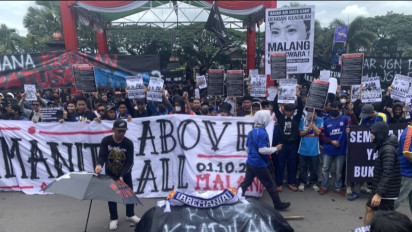 Ribuan Aremania Gelar Aksi di Malang, Tuntut 6 Tersangka Tragedi Kanjuruhan Dijerat Pasal Baru