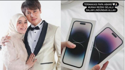 Wow, Makin Mesra! Lesti Kejora Pamer Iphone 14 Pro Max Pemberian Rizky Billar: Terima kasih Papa Abang
