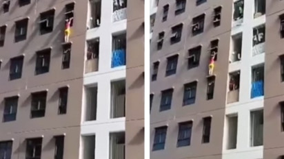 Viral Video Warga Selamatkan Seorang Wanita yang Nyaris Terjatuh karena Nekat Panjat Jendela Rusun