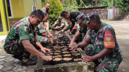 Antisipasi Laju Inflasi, Koramil Talang Ubi Tanam Holtikultural