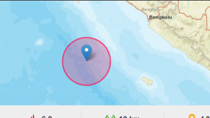 Gempa Magnitudo 6,8 Dirasakan di Sejumlah Daerah di Bengkulu