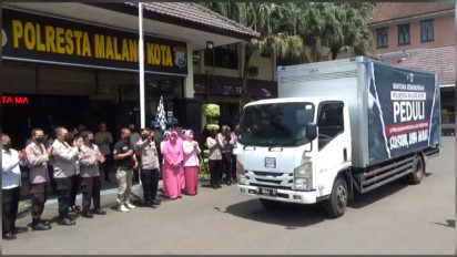Peduli terhadap Korban Gempa Cianjur, Polresta Malang Kota Kirim Bantuan Berbagai Paket Kebutuhan