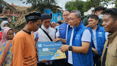 Temui Bupati Cianjur, Mendag Zulhas Beri Bantuan Rp300 Juta untuk Tanggulangi Gempa Cianjur