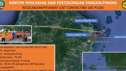 Helikopter Milik Polri Hilang Kontak di Perairan Belitung Timur