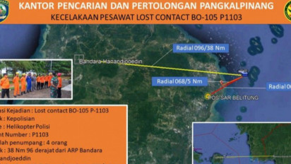 Satu Jenazah Diduga Kru Helikopter Polri yang Hilang Kontak di Perairan Bangka Belitung Ditemukan