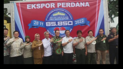 Optimis Perekonomian Bangkit, Pelepasan Ekspor Perdana Anak Ayam Umur Satu Hari Jenis Petelur ke Singapura
