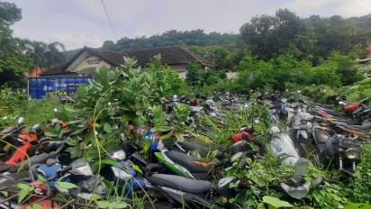 Ratusan Sepeda Motor Tak Bertuan Dikepung Rimbunan Pohon di Gresik, Punya Siapa ?