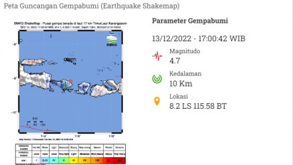 Gempa Hari Ini, Baru Saja Terjadi Tiga Kali Berturut-turut di Karangasem Bali, Terakhir Magnitudo 5.2