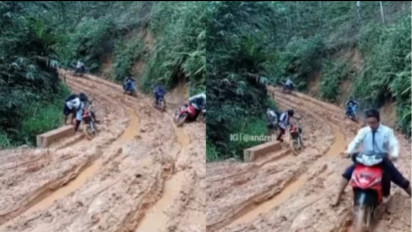 Viral Video Siswa Kesulitan Menuju ke Sekolah Karena Jalan Rusak Berlumpur, Netizen: Ironi Indonesiaku