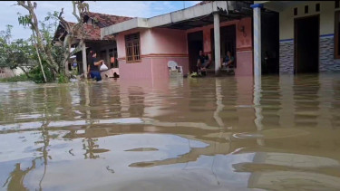Banjir di Desa Ketitang Wetan Pati Belum Surut, Warga Bertahan di Rumahnya