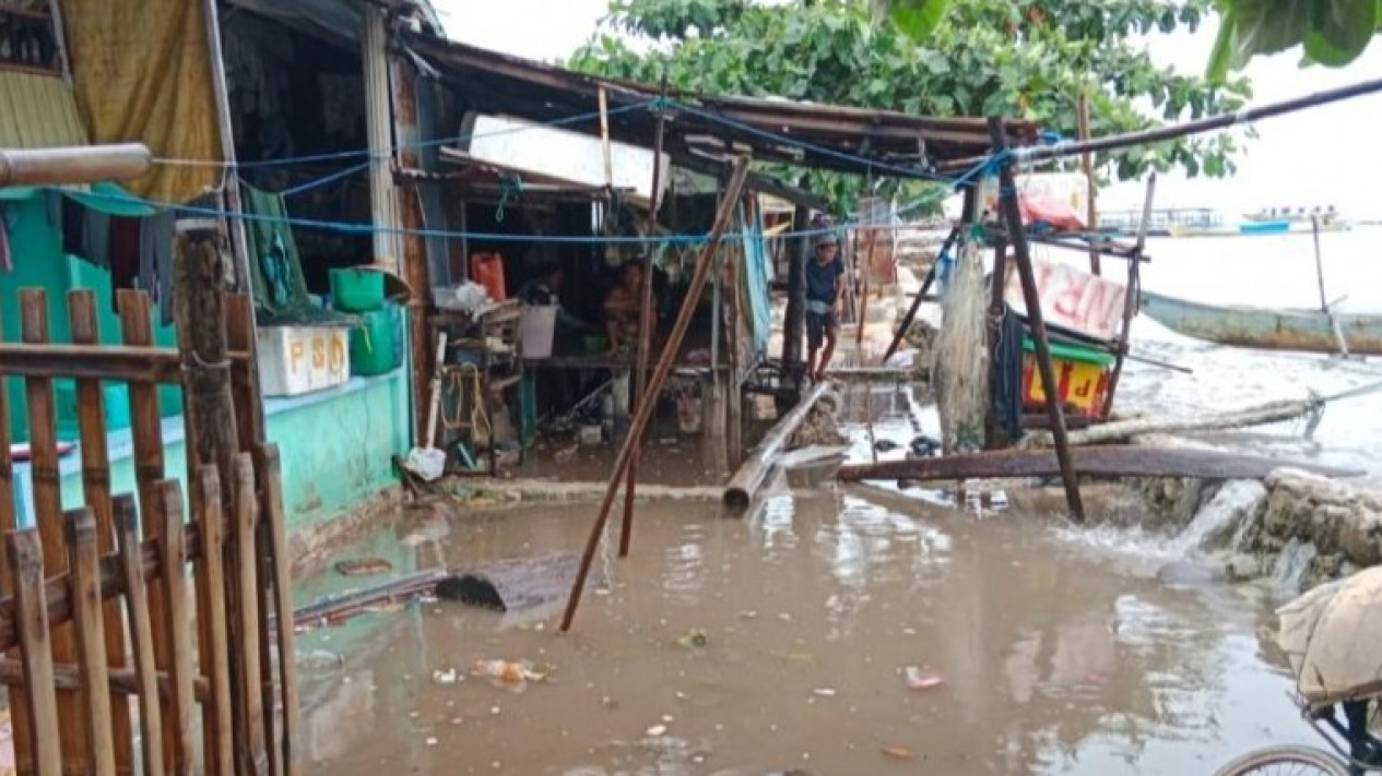 Ratusan Rumah Warga Pulau Kodingareng Terkena Banjir Rob, Puluhan Rumah Alami Kerusakan
            - galeri foto