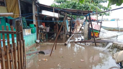 Ratusan Rumah Warga Pulau Kodingareng Terkena Banjir Rob, Puluhan Rumah Alami Kerusakan
