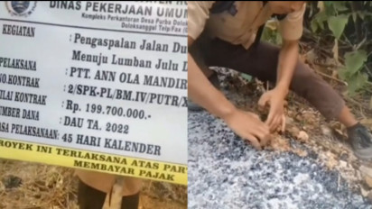 Viral Proyek Aspal yang Diduga Abal-abal Usai Dicongkel Pakai Tangan, Anggaran RP200 Juta Tuai Sorotan Netizen