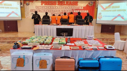 Polisi Amankan 4 Orang Kasus Narkoba 43,5 Kg di Makassar, Kapolda Sulsel: Semua Tersangka Diganjar Hukuman 20 Tahun Penjara