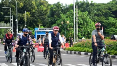 Presiden Jokowi Gowes di Kawasan CFD Sudirman-Thamrin Jakarta