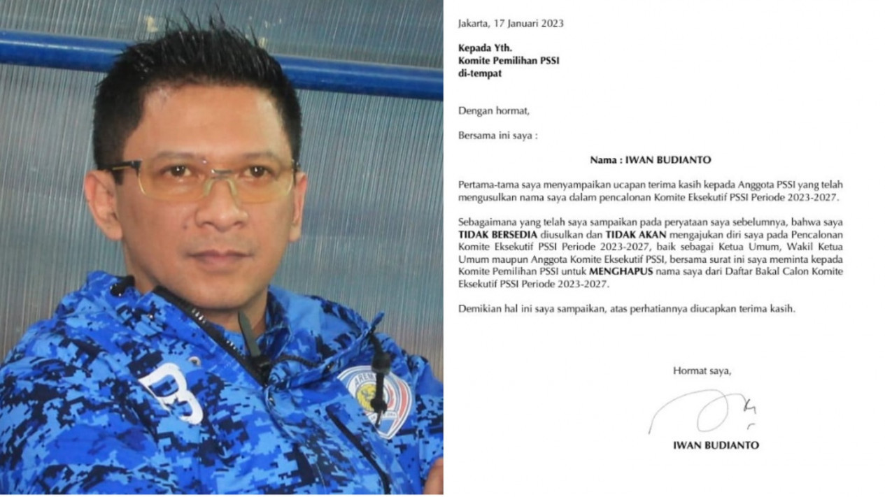 Viral, Surat Iwan Budianto soal Pencalonan Exco PSSI
            - galeri foto