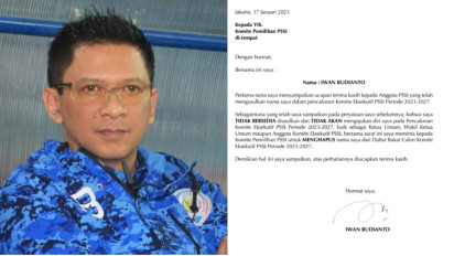 Viral, Surat Iwan Budianto soal Pencalonan Exco PSSI