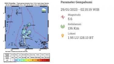 Maluku Utara Diguncang Gempa Magnitudo 5.6, Tidak Berpotensi Tsunami