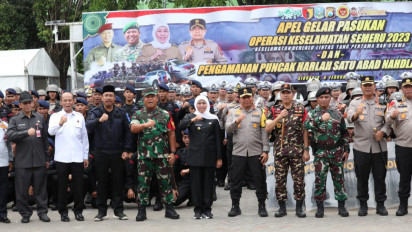 Forkopimda Jatim Gelar Apel Pasukan Operasi Keselamatan Semeru 2023 dan Pengamanan Puncak Harlah 1 Abad NU