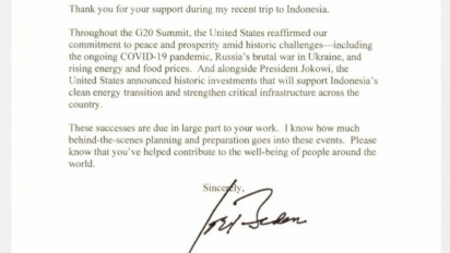 Presiden Joe Biden Kirim Surat Ucapkan Terima Kasih ke Imigrasi Ngurah Rai Bali